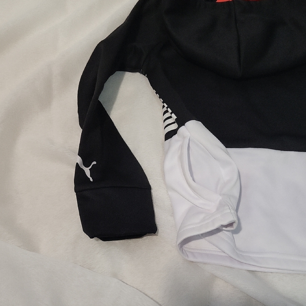 Puma Monochrome Striped Hoodie With Pockets Size Kids 5 - Picture 5 of 8